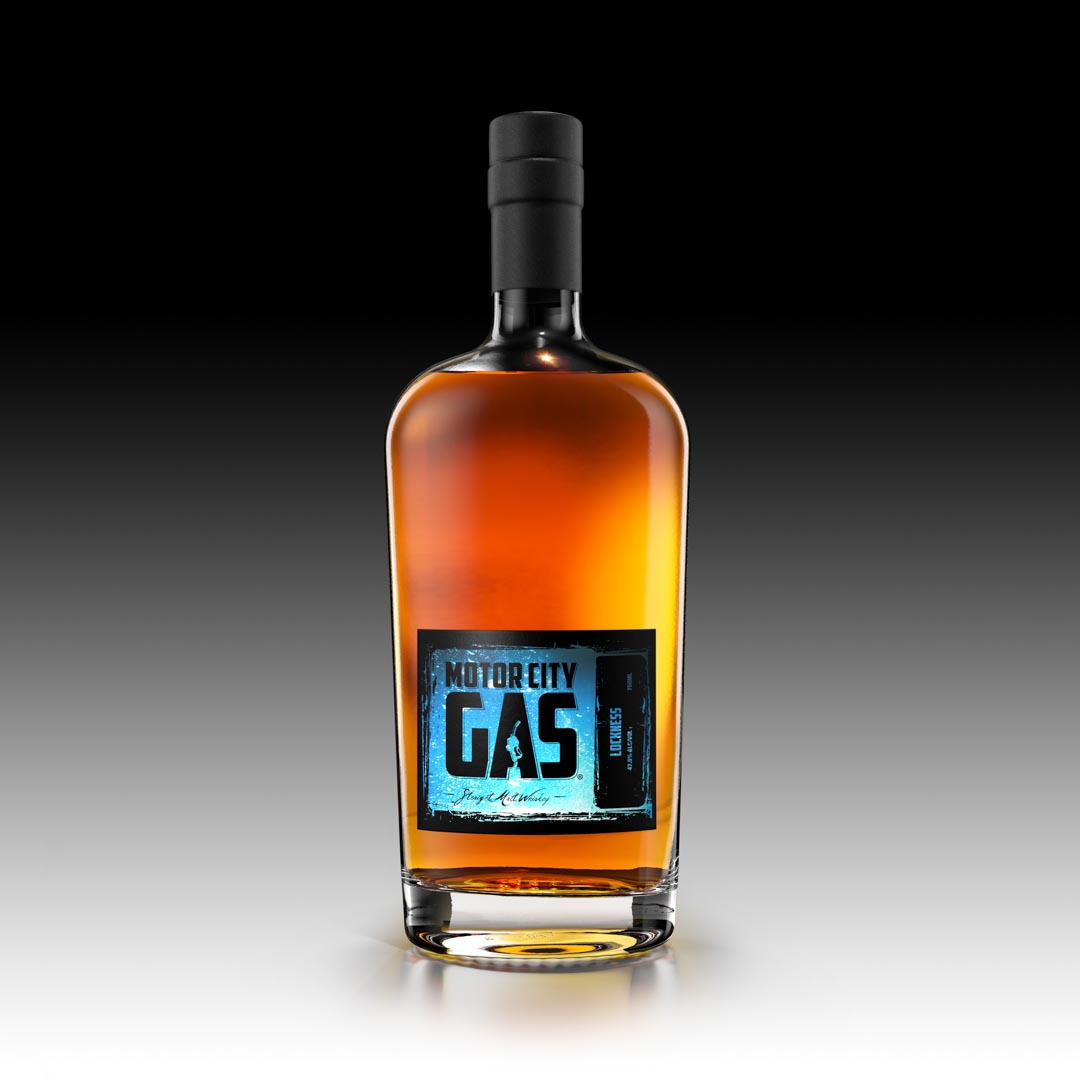 Motor City Gas Whiskey Lockness Bottle Peat Smoked Single Malt